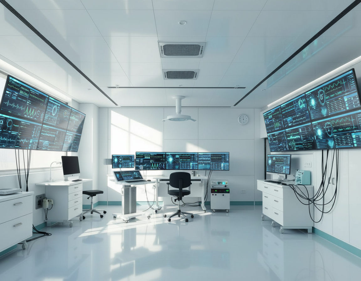 Modern Belgian healthtech lab interior
